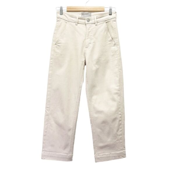 Everlane The Straight Leg Crop in Bone Neutral Taupe Cotton Twill Women’s Size 4 - Picture 2 of 10
